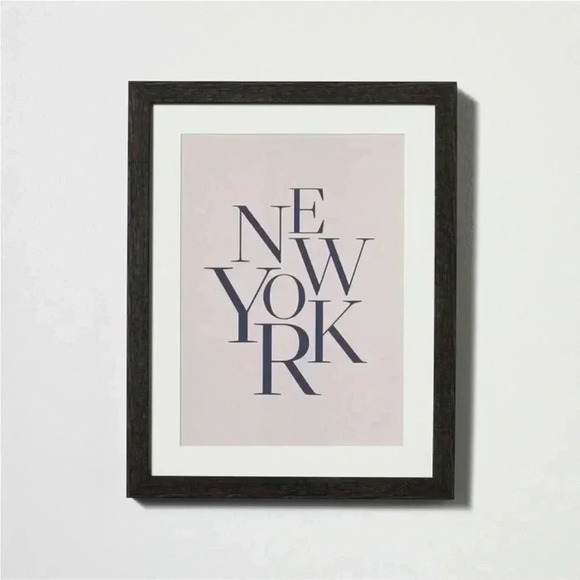 NWT 11" × 14" New York Framed Under Glass with Mat Dark Wood - Studio McGee - Picture 1 of 4